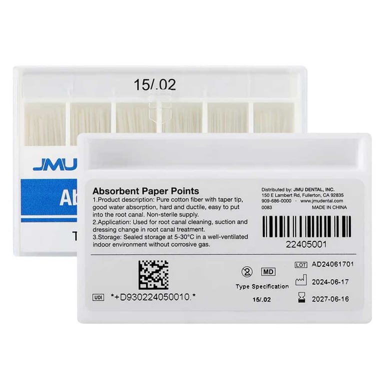 JMU #15 Absorbent Paper Points, .02 Taper, Color-