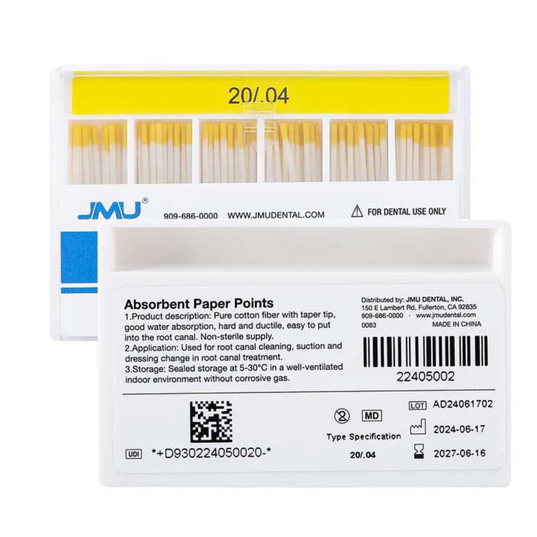 JMU #20 Absorbent Paper Points, .04 Taper, Color-