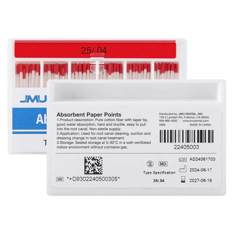 JMU #25 Absorbent Paper Points, .04 Taper, Color-