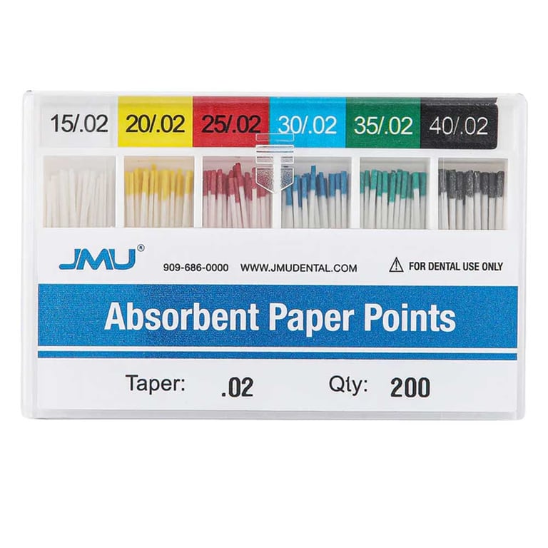 JMU #15-40 Asst Absorbent Paper Points, .02 Taper