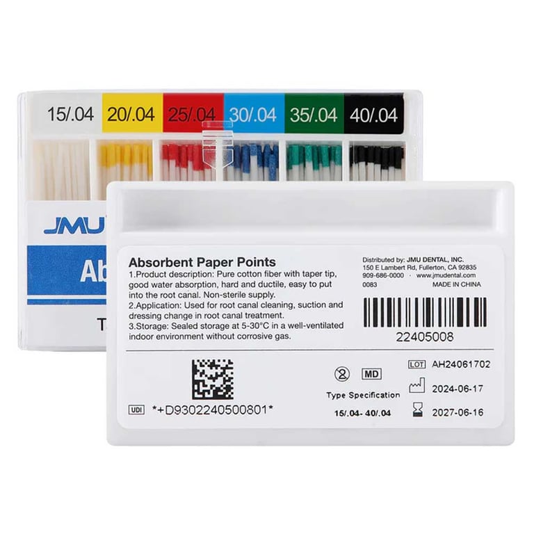 JMU #15-40 Asst Absorbent Paper Points, .04 Taper