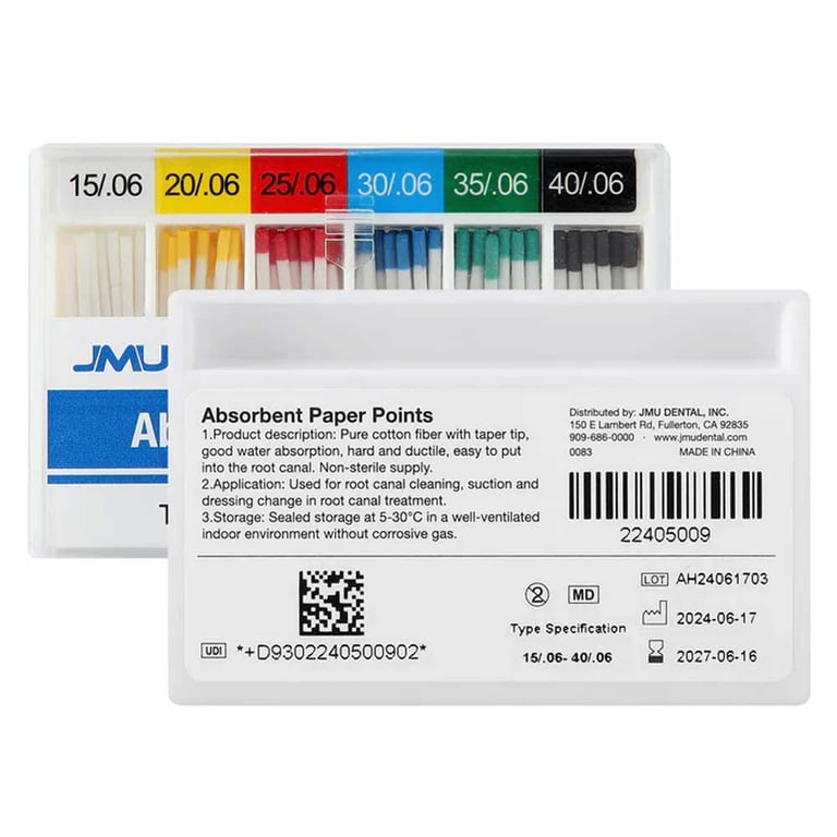 JMU #15-40 Asst Absorbent Paper Points, .06 Taper