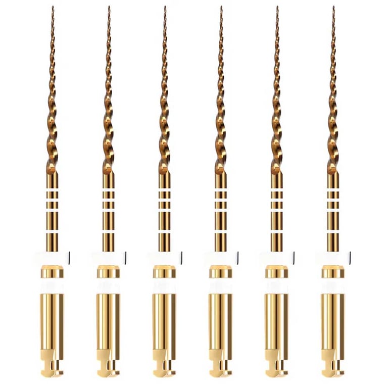Jmu Heat Treated 25mm Niti Rotary File, Pt-G Super Files, S2, #D-Super Files (Gold), 6/Pk