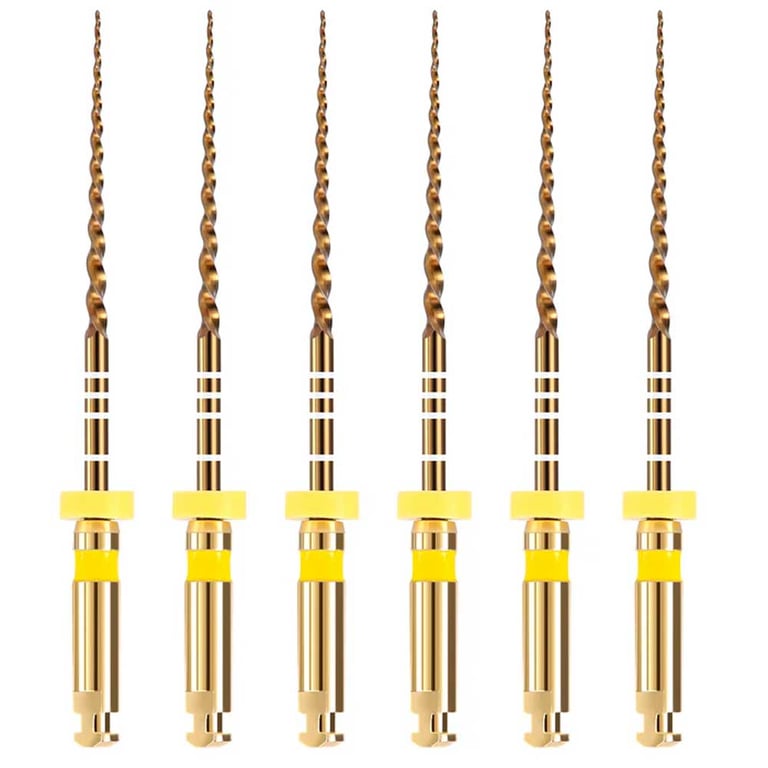 Jmu Heat Treated 25mm Niti Rotary File, Pt-G Super Files, F1, #D-Super Files (Gold), 6/Pk