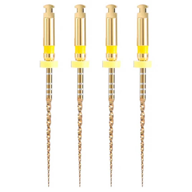 JMU WAVE-G4 NiTi Rotary Files, 25mm, Small, Gold, 4/Pk. Features reciprocating rotation mode