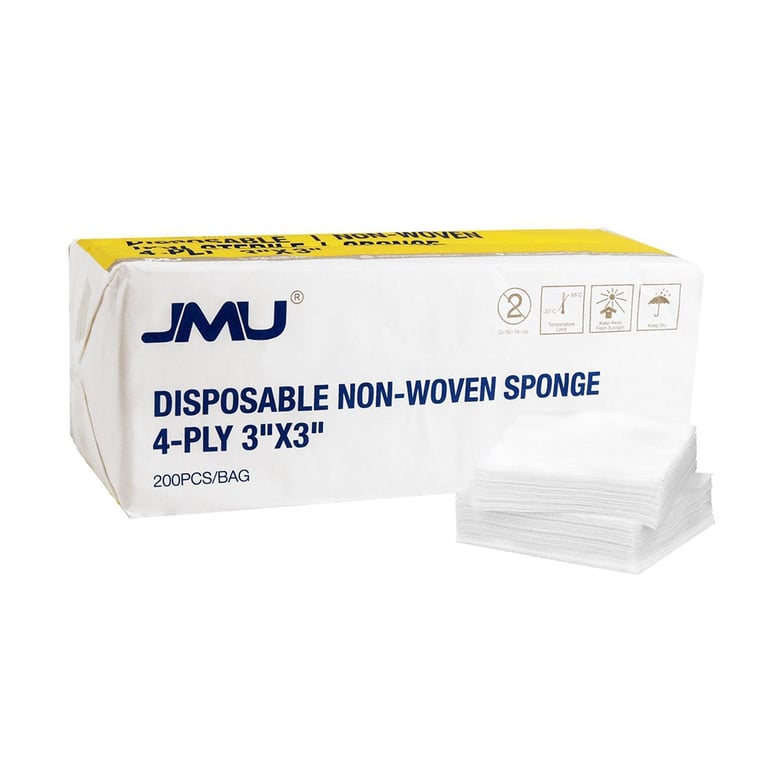 JMU 3" x 3" 4-Ply Non-Sterile, Non-Woven Sponges, 5000/Pk. Soft and breathable, lint-free