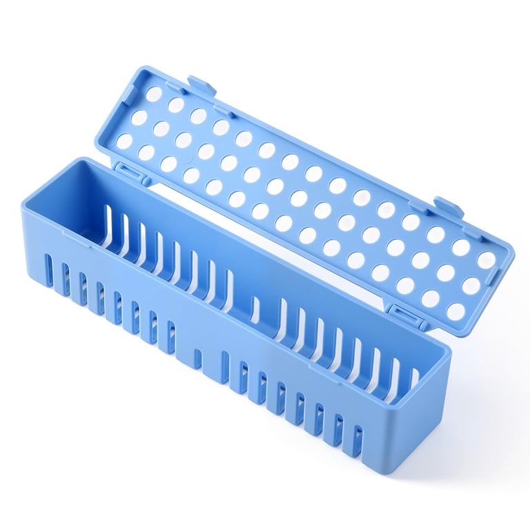JMU 7.89" x 1.78" x 1.97" Plastic Autoclavable Disinfection Box, Blue, 1/Pk. Designed with safe