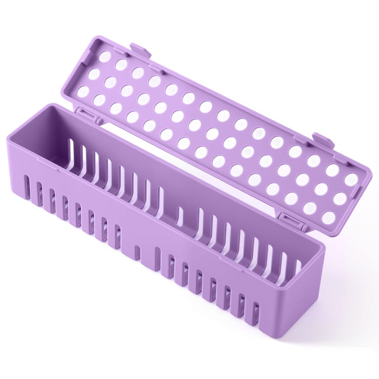 JMU Autoclavable Plastic Instrument Disinfection Box, Purple, 7.89" x 1.78" x 1.97", 1/Pk