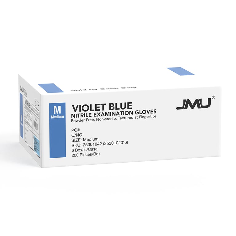 JMU Nitrile Exam Gloves, Powder Free, Medium, Vio