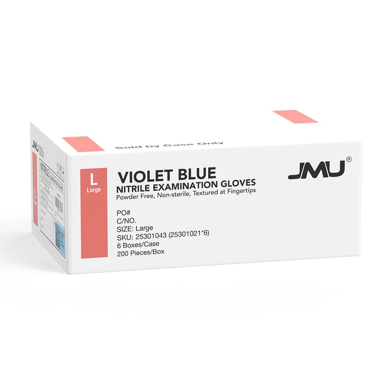JMU Nitrile Exam Gloves, Powder Free, Large, Viol