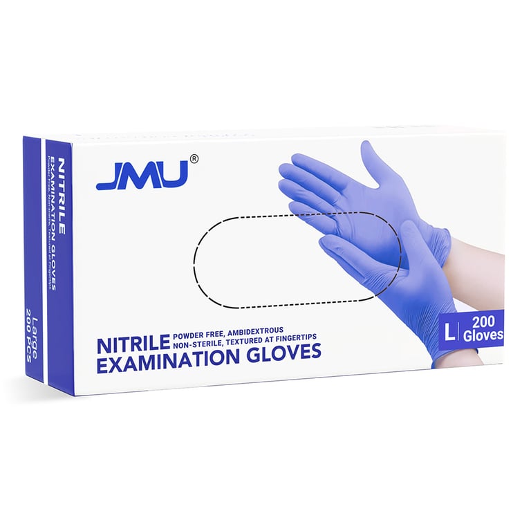 JMU Nitrile Exam Gloves, Powder Free, Large, Violet Blue, 1200/Pk. Designed with Latex-free