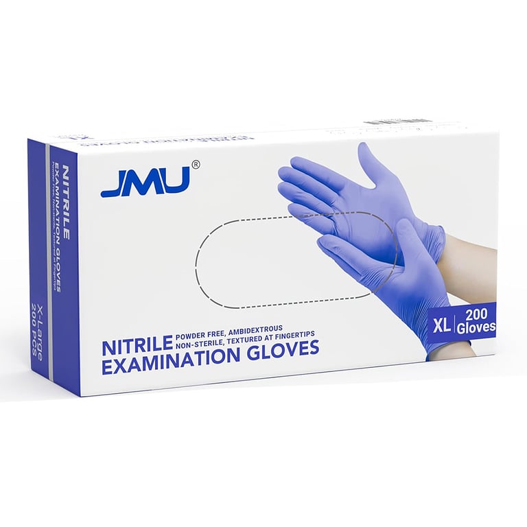 JMU Nitrile Exam Gloves, Powder Free, X-Large, Violet Blue, 1200/Pk. Designed with Latex-free