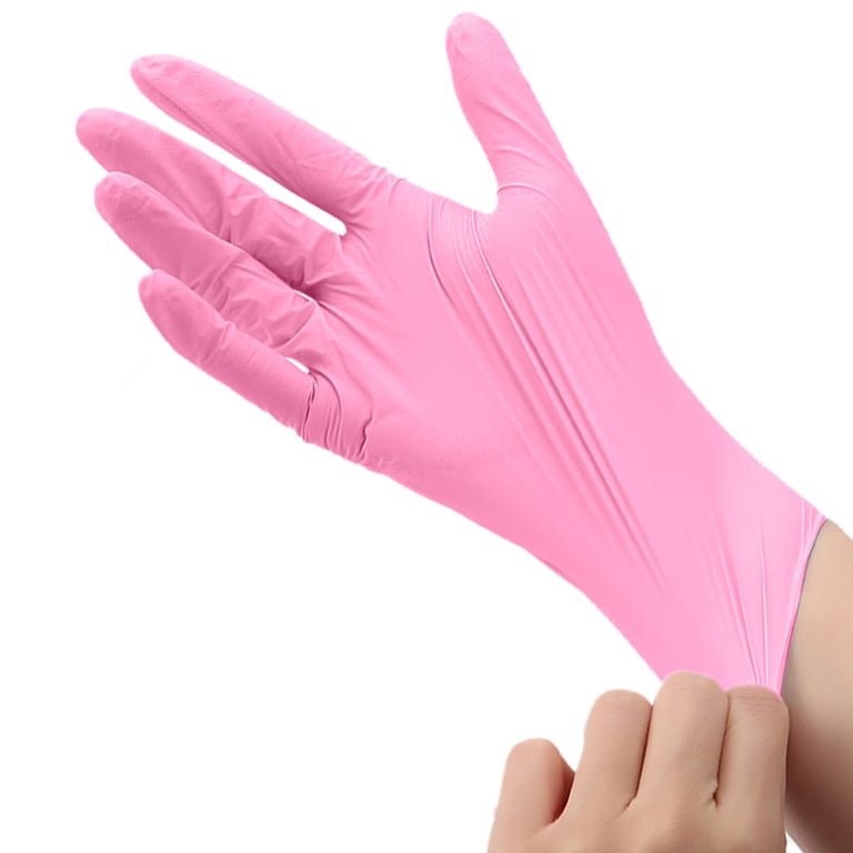 JMU Nitrile Exam Gloves, Powder Free, X-Large, Pink, 1200/Pk. Designed with Latex-free, food-grade