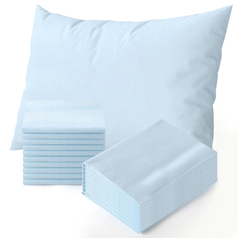 JMU 21" x 30" Disposable Pillowcase, Blue, 100/Pk. Protects and cleans with dual-layer barrier