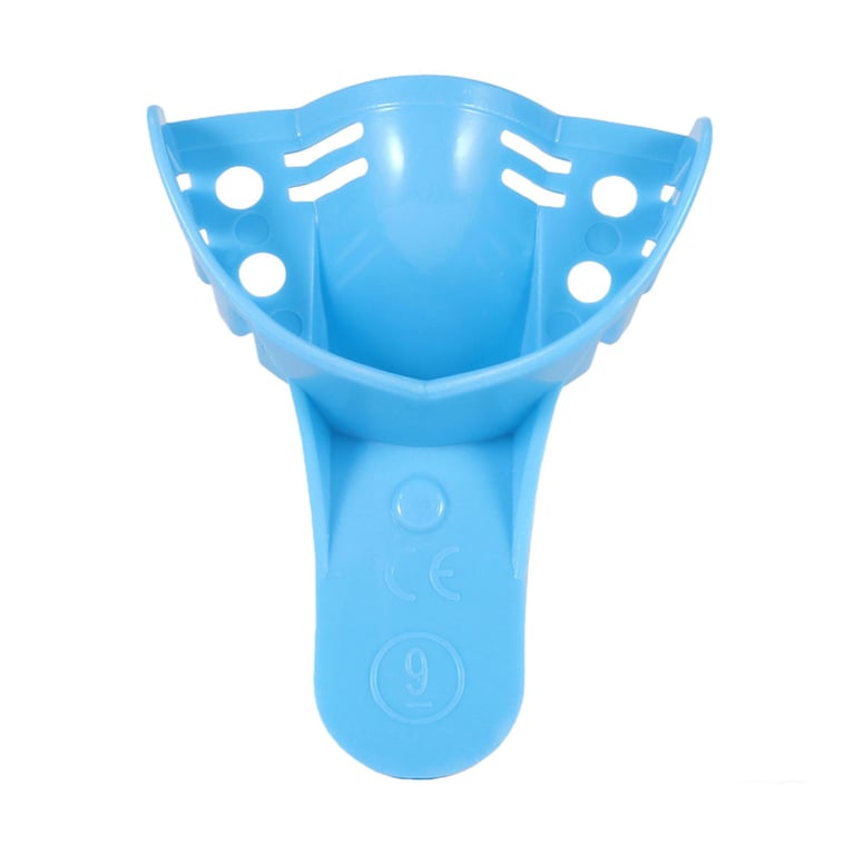 JMU Disposable Dental Impression Trays Perforated, Anterior Upper, 12/Pk. The impression tray has