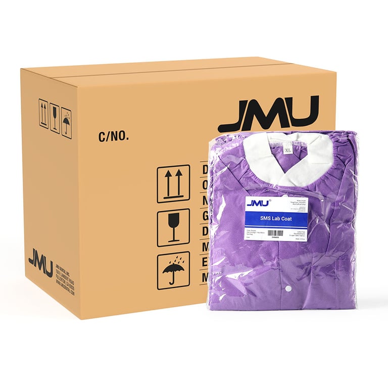 JMU Disposable SMS Lab Coat, X-Large, Purple, 50/
