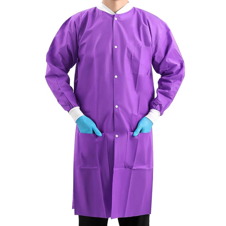 JMU Disposable SMS Lab Coat, X-Large, Purple, 50/Pk. Lightweight, breathable 40g 3-layer SMS