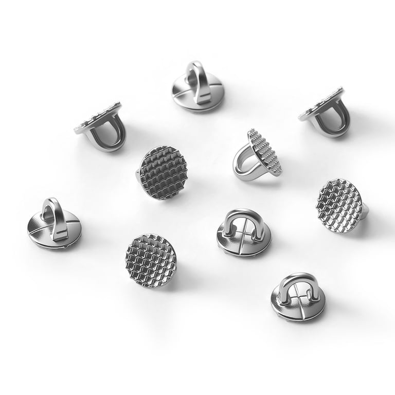 JMU Stainless Steel Bondable Lingual Buttons w/Eyelet, Round Mesh Base, 10/Pk