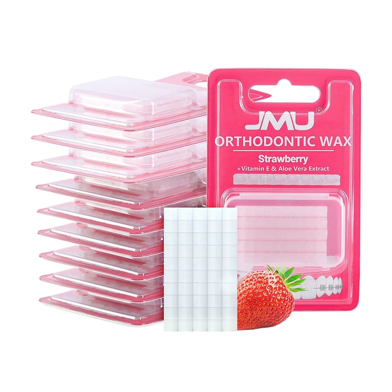 JMU Precut Orthodontic Wax, Strawberry, 50 Dots/Blister Card, 10 Cards/Box. Material: Food-grade
