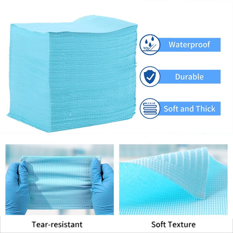 JMU 13" x 18" Patient Bibs, 3-Ply Paper/1-Ply Pol
