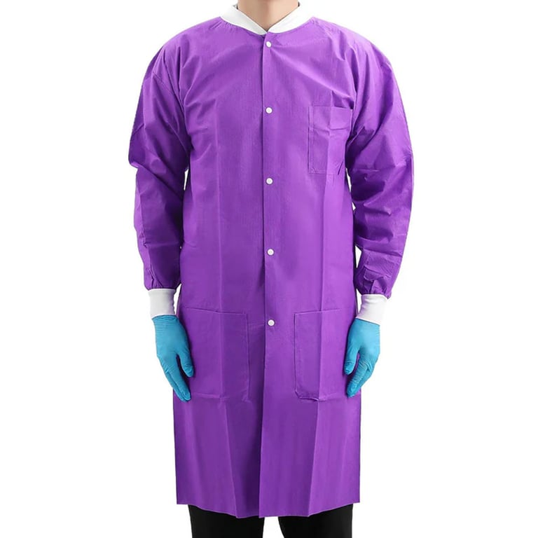 JMU Plus SMS Knee-Length Lab Coat with 3 Pockets, Purple, X-Large, 1/Pk
