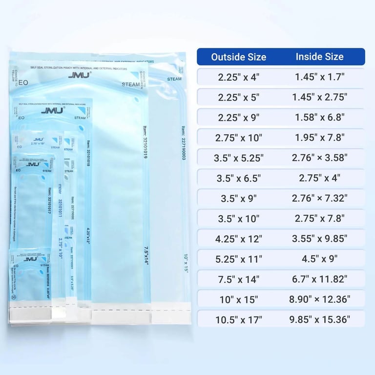 JMU Self-Sealing Sterilization Pouch, 3.50" x 10"