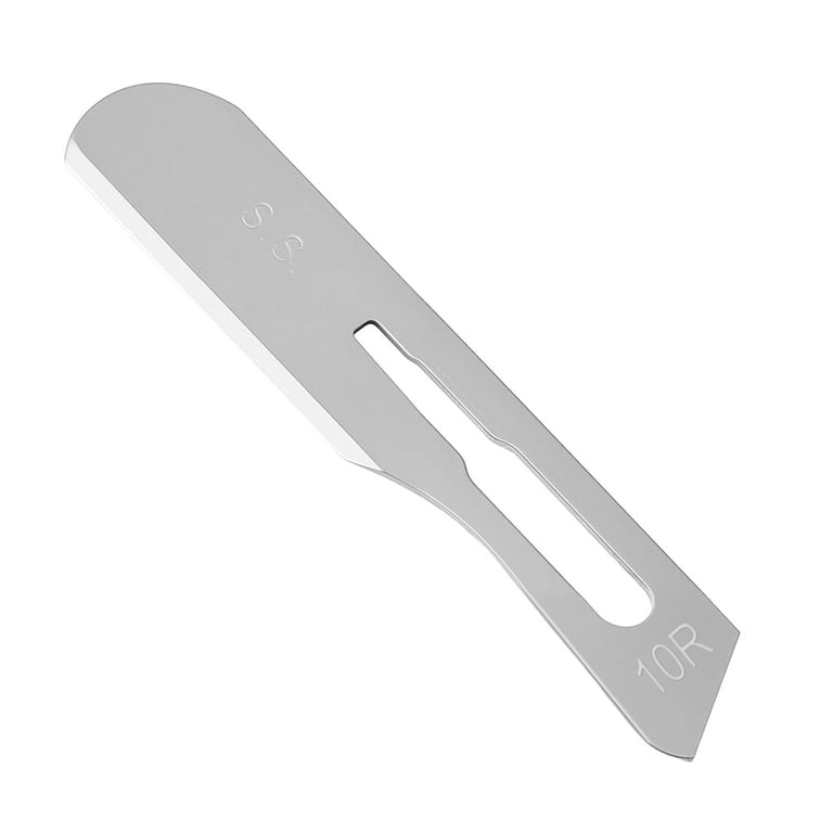 JMU #10R Stainless Steel Surgical Blade, Sterile, 100/Box. Packaged separately in sealed aluminum
