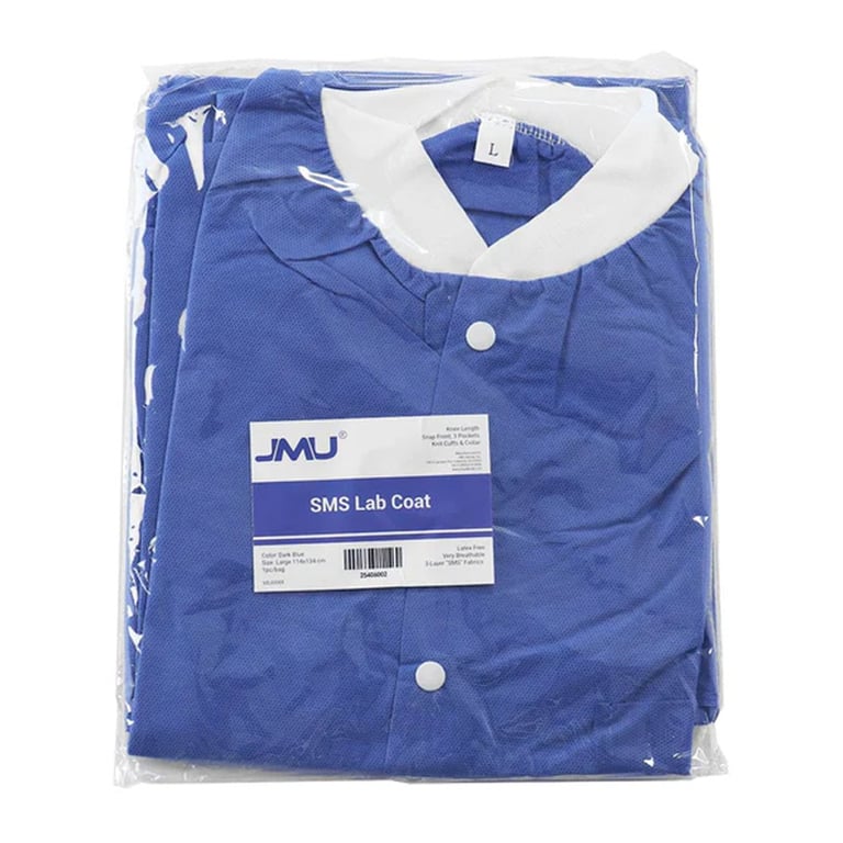 JMU Plus SMS Lab Coat, Large, Dark Blue, 50/Case