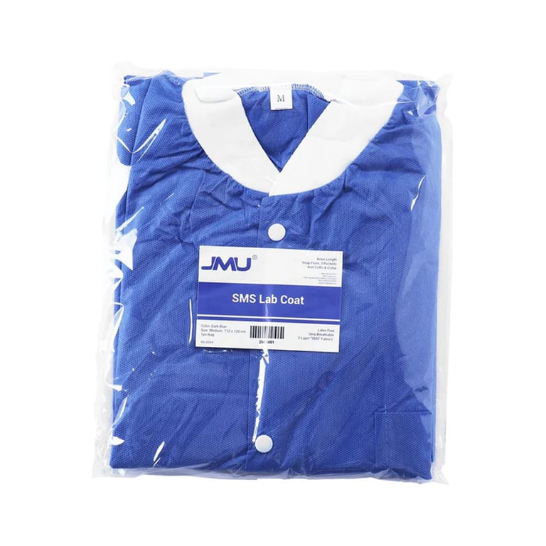 JMU Plus SMS Lab Coat, Medium, Dark Blue, 50/Case