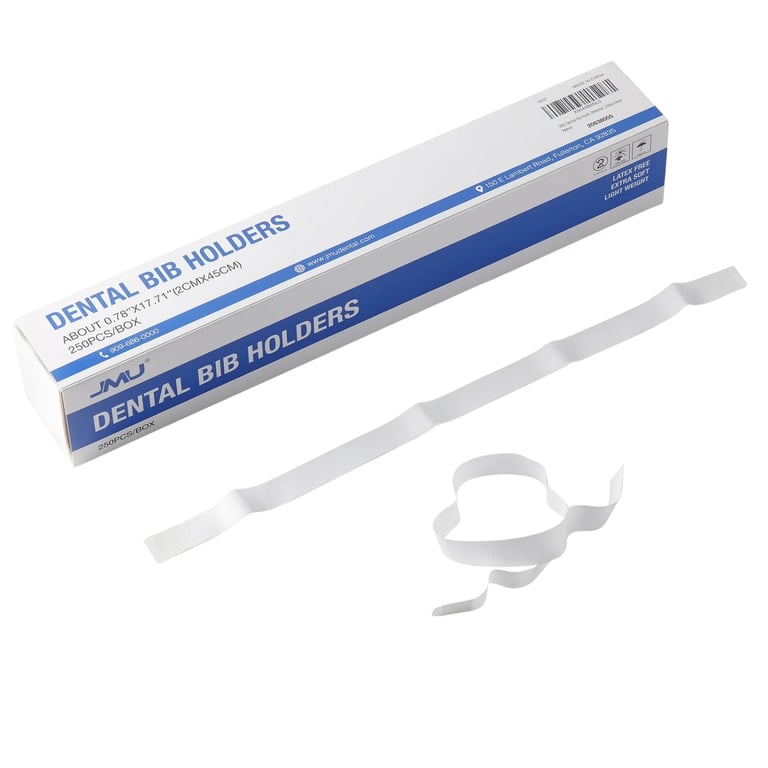 JMU 0.78" x 17.71" Disposable Bib Holders, 250/Pk. Elastic dental bib holders with adhesive