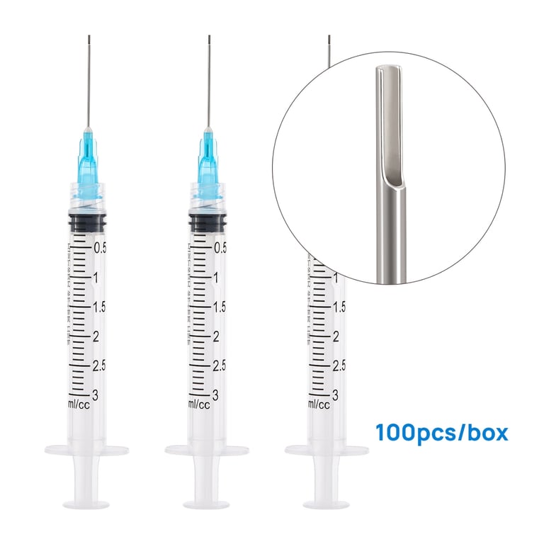 JMU 23 ga Irrigation Syringes with Tips, Blue, No