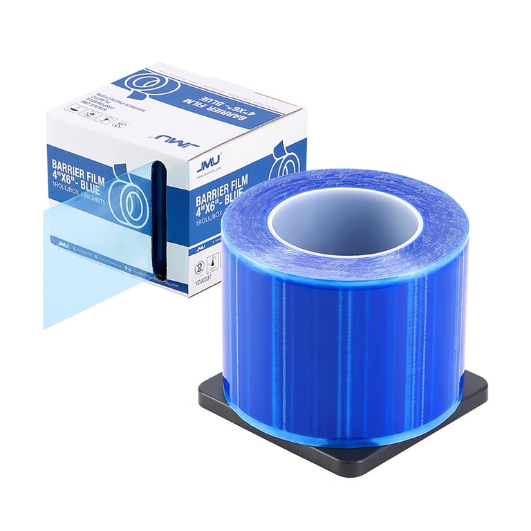 JMU Barrier Film Perforated Sheets, 4"x6" Blue, 1200/Roll. The film protects equipment