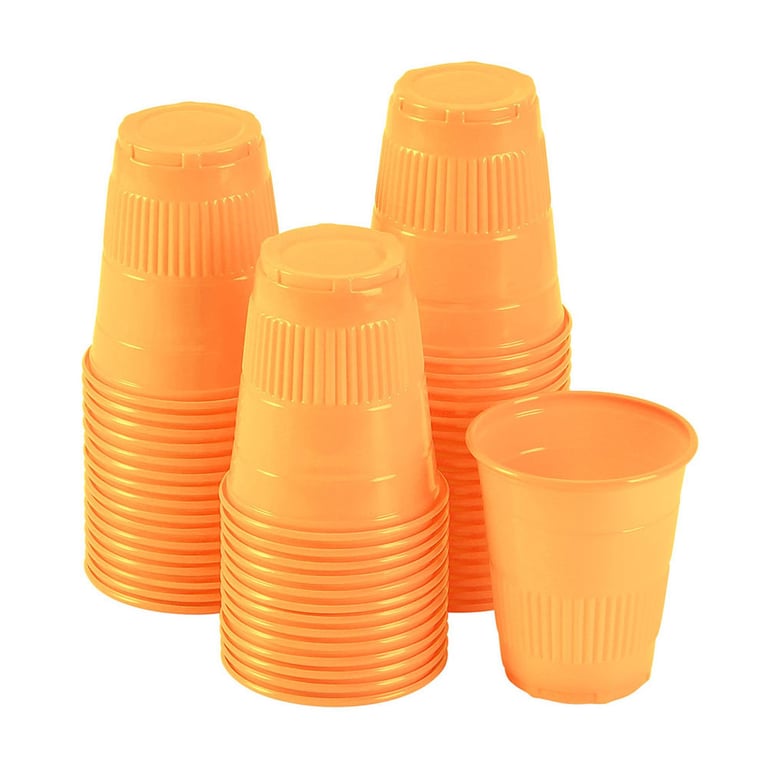 JMU Plastic Disposable 5 Oz. Drinking Cup, Orange, 1000/Case. Made with crack-resistant plastic