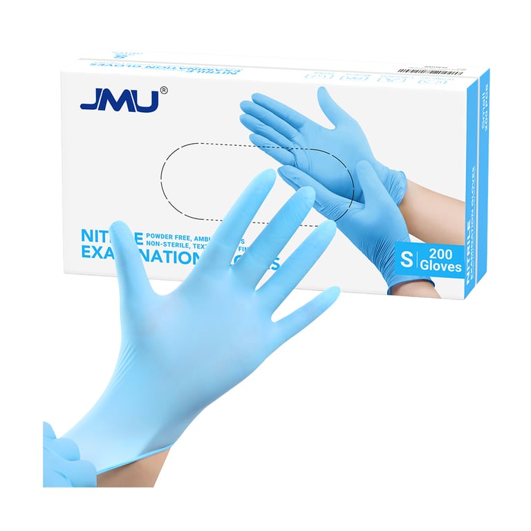 JMU Nitrile Exam Gloves, Powder Free, Small, Blue