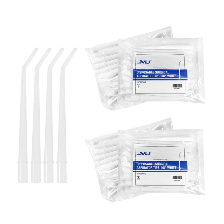 JMU Disposable Surgical Aspirator Tips, 1/8", 30° Angle, White, 25/Bag