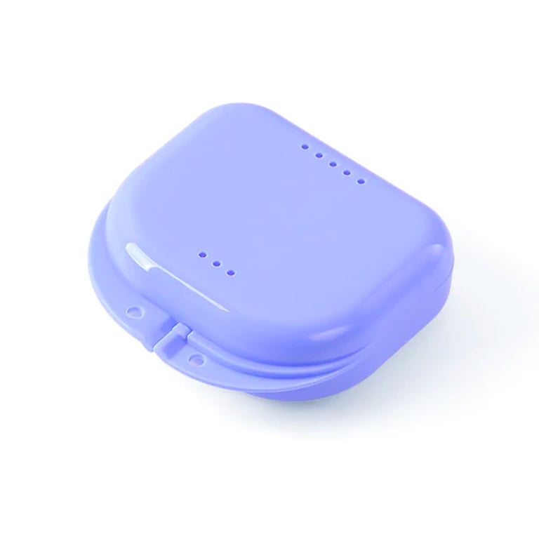 JMU Denture Storage Retainer Case with Vent Holes, Light Purple, Single Case. Mouth Guard Case