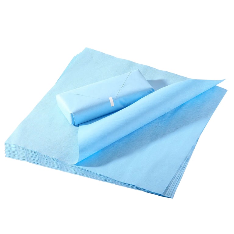 JMU CSR Autoclave Sterilization Wrap Sheets Crepe Paper, 18" x 18", Blue, 1000/Case. Can support