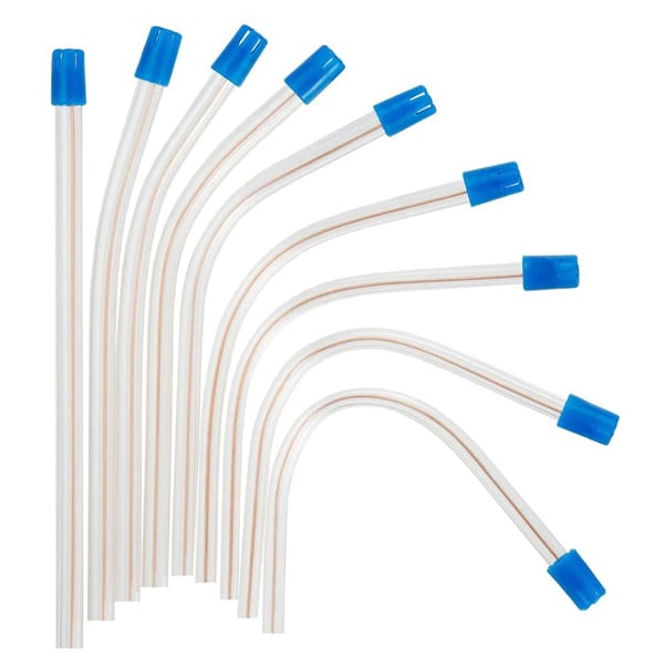 JMU Saliva Ejectors with Wire-Reinforced Tube, Clear/Blue Tip, 100/Pk. 100% Latex free