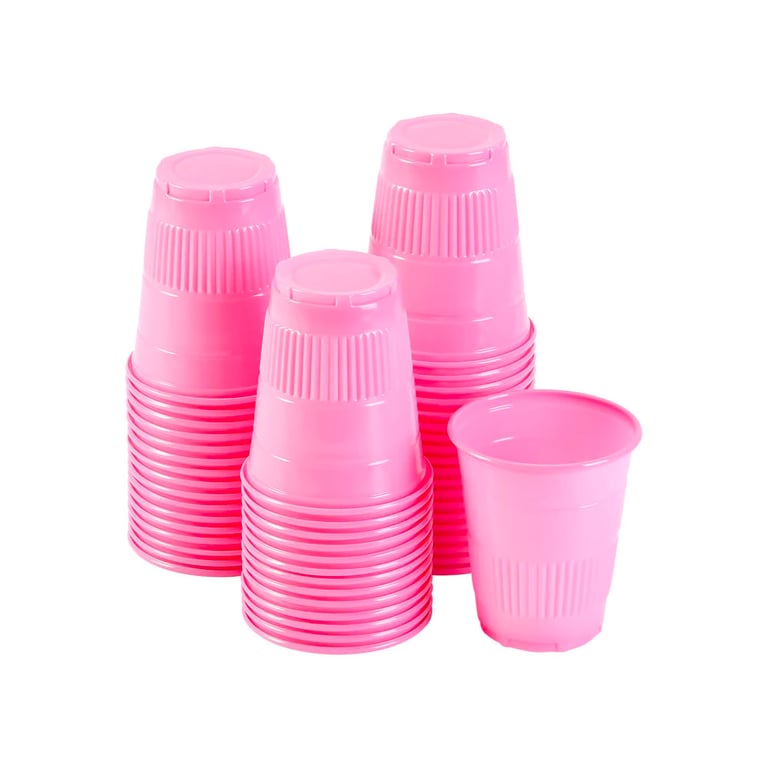 JMU Plastic Disposable Drinking Cup, 5oz, Pink, 1000/Case. Made with high-quality, crack-resistant