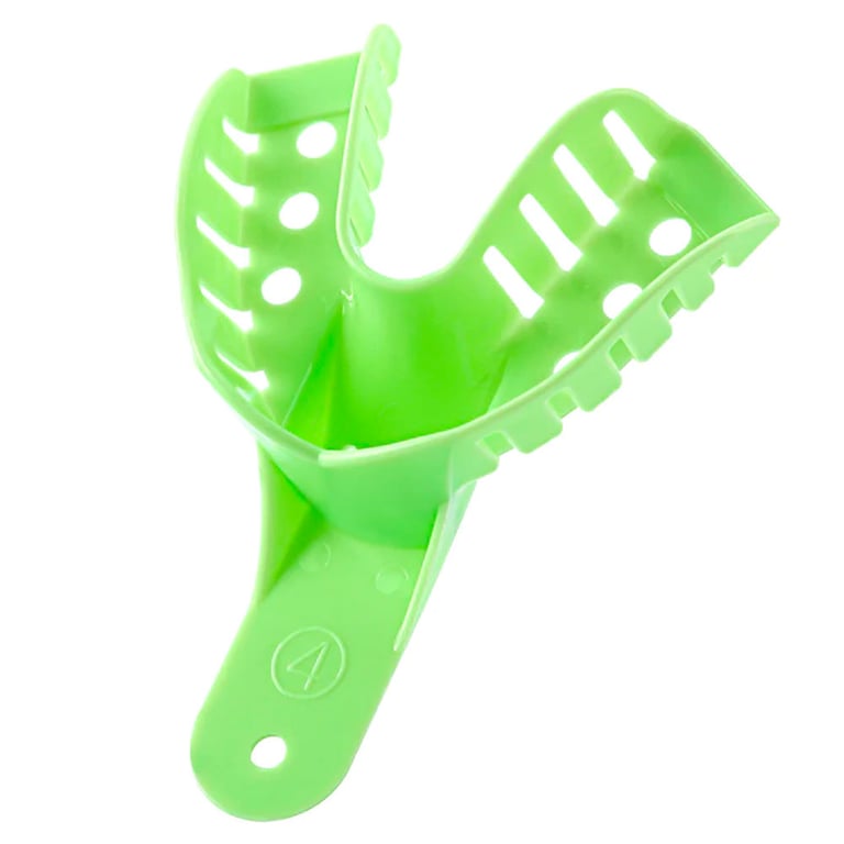 JMU Impression Trays, Perforated, #4 Medium Lower, Green, 12/Pk. These impression trays feature an