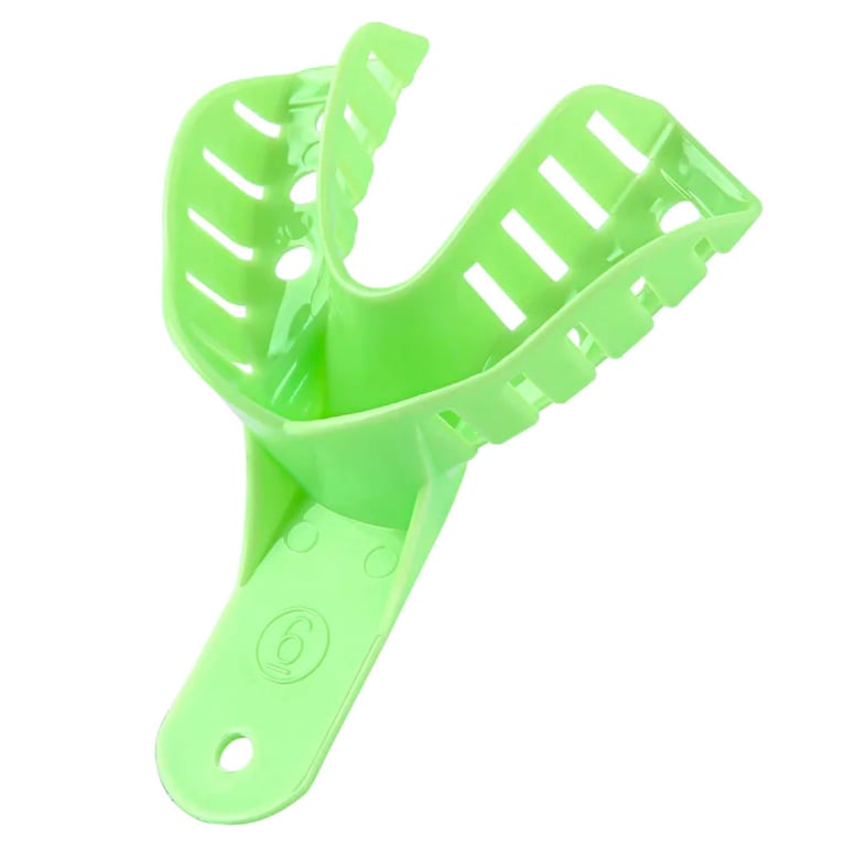 JMU Impression Trays, Perforated, #6 Small Lower, Green, 12/Pk. These impression trays feature an