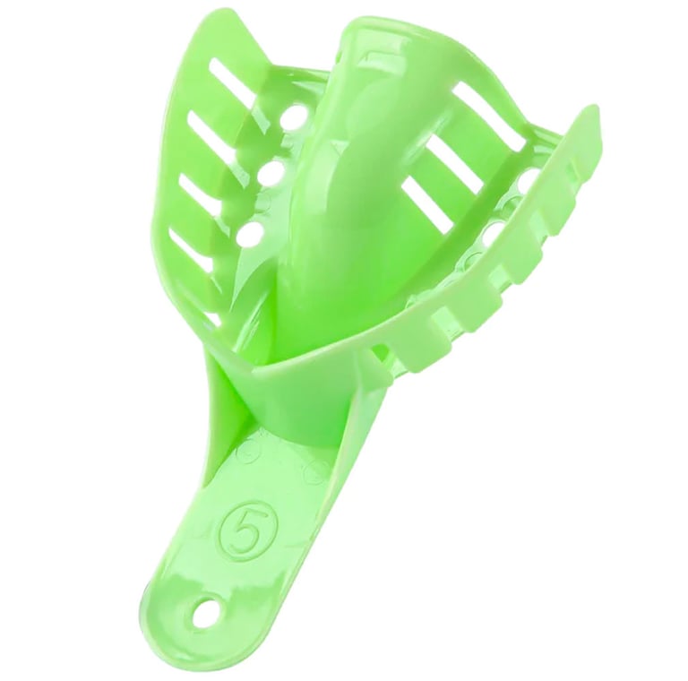 JMU Impression Trays, Perforated, #5 Small Upper, Green, 12/Pk. These impression trays feature an