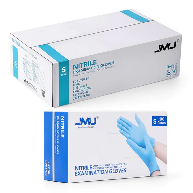 JMU Nitrile Exam Gloves, Powder Free, Small, Blue, 1200/Case. These gloves offer soft comfort