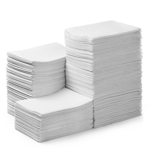 JMU Patient Bibs White, 13" x 18", 2-Ply Paper/1-Ply Poly, 500/Case. High water absorbency