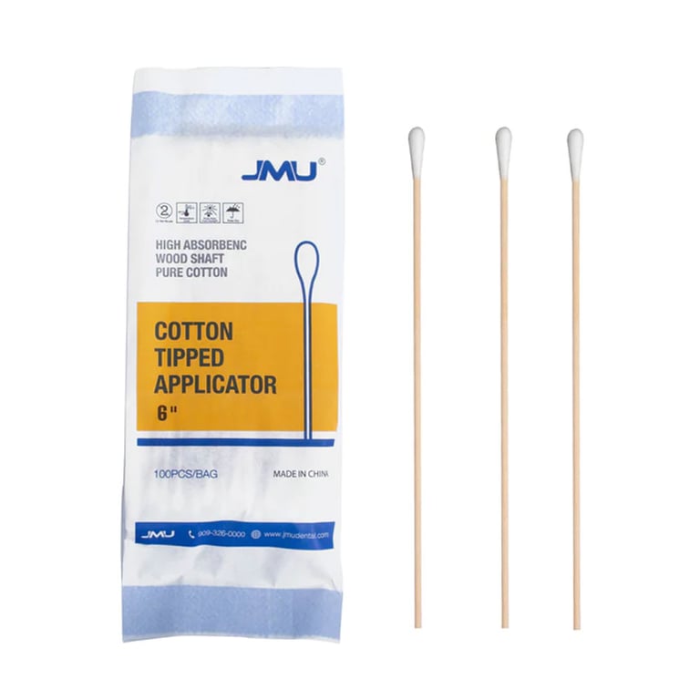 JMU Disposable 6" Cotton Swab Tipped Applicator, 