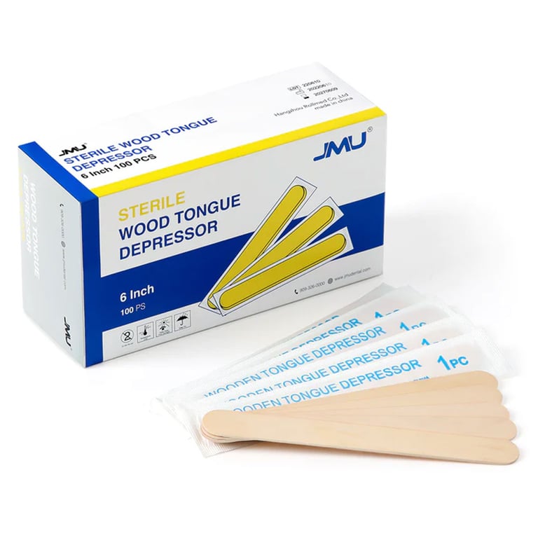 JMU Disposable 6" Wooden Tongue Depressors, Sterile, 200/Box Net32