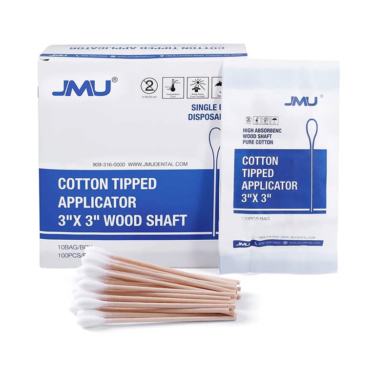 JMU Disposable Cotton Swab Tipped Applicator 3" 1000/Bx Net32