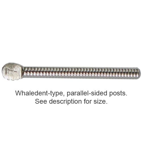 Johnson-Promident #3 Whaledent-Type Parallel-Sided stainless steel posts, 10/pk. Serrated, vented