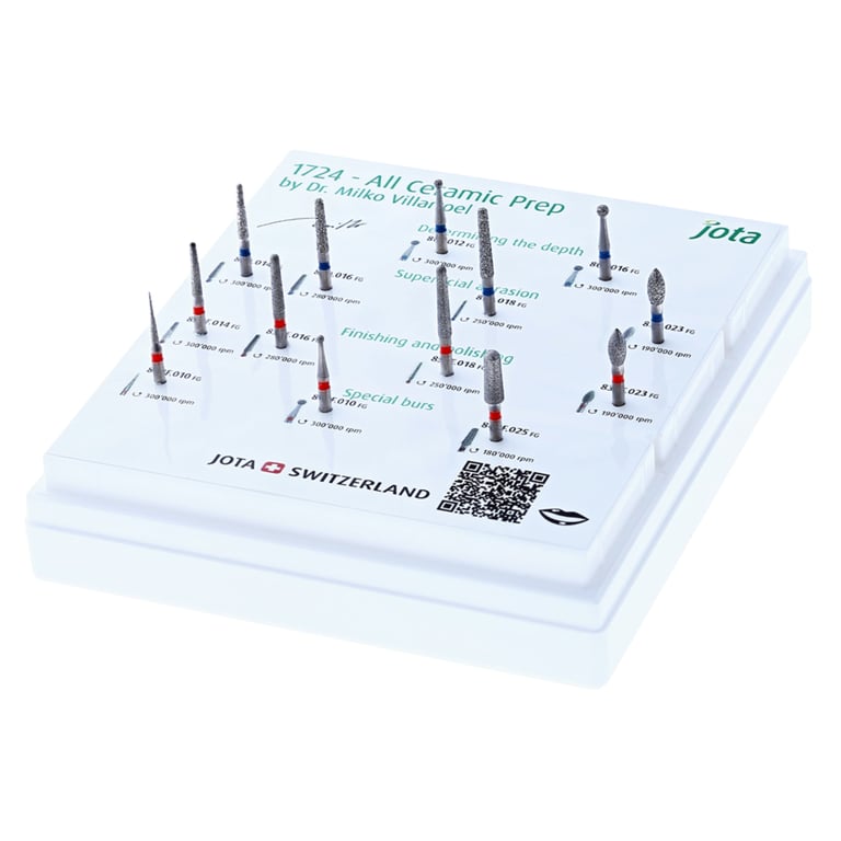 Jota Dentistry All-Ceramic Preparation 13-pc Kit, Dr Milko Villarroel, FG Shank, Single Set
