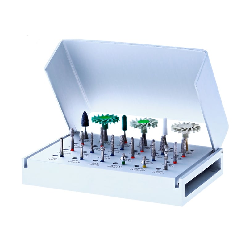 Jota Dentistry Universal Prep Kit. Contains burs for the precise preparation of inlays, onlays